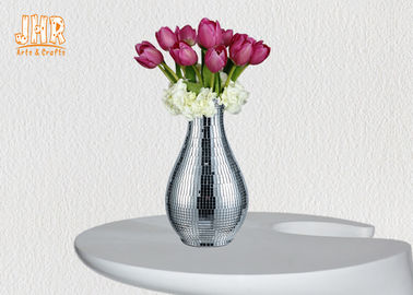 Nowoczesna luksusowa doniczka z włókna szklanego Stół wazon Doniczki do roślin Srebrna mozaika szklana