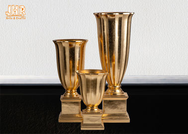 Wazony stołowe z włókna szklanego ze złotymi liśćmi Artykuły gospodarstwa domowego Artykuły dekoracyjne Wazony podłogowe trąbkowe