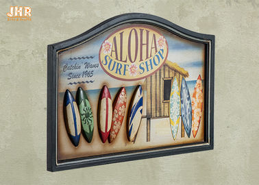 Antyczna dekoracja ścienna na plażę Drewniane wiszące tablice Dekoracyjny sklep surfingowy Znak ścienny w kolorze białym