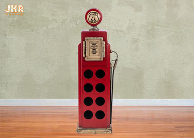 Stojak na wino z antycznego drewna Dekoracyjne szafki do przechowywania Podłoga MDF Stojak na wino 8 Butelek Kolor czerwony