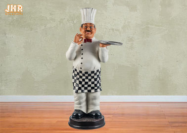 Smiling Fat Polyresin Chef Statue Żywiczna rzeźba szefa kuchni French Chef Figurka Statua White