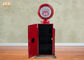 Czerwony stojak do przechowywania multimediów Dekoracyjna drewniana szafka Drewniany blat zegarowy Czerwony kolor